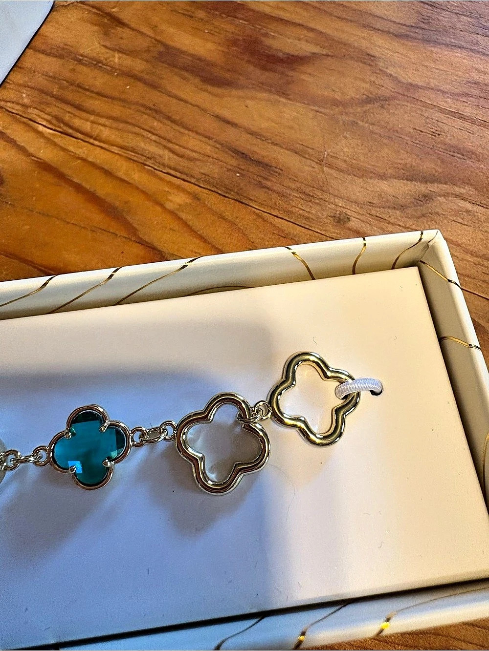 Eye Candy Los Angeles Green & Gold Charm Double Sided Bracelet - Picture 6 of 6